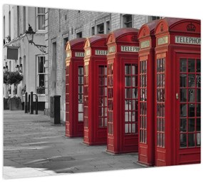 Üveg kép - Londoni telefonfülkék (70x50 cm)