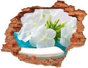 3d-s lyukat fali matrica Fehér virágok spa nd-c-89406381