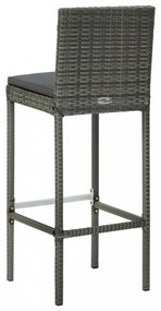 vidaXL 5 részes szürke polyrattan kerti bárszett párnákkal