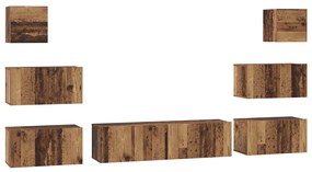 TV szekrény garnitúra 8 pcs Régi fa 60 x 30 x 30 cm Faanyag
