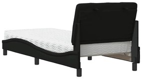 fekete szövet ágy matraccal 90x190 cm