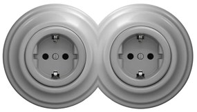 Kliklap - Dupla retro fali dugalj kerettel SCHUKO 230V szürke