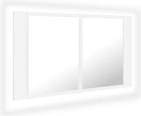 vidaXL fehér akril LED-es fürdőszobaszekrény tükörrel 80x12x45 cm