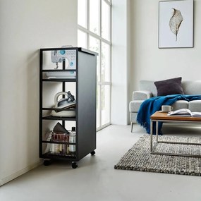 Fekete fém gurulós polcos állvány 42x84,5x32 cm Tower – YAMAZAKI