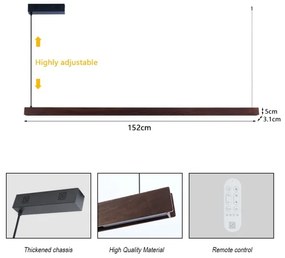 Immax NEO 07301L-LED Dimmelhető kábeles függeszték MADEIRA 33W/230V Wi-Fi Tuya 152 cm dió