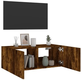 füstös tölgy színű fali TV-szekrény LED-ekkel 80x35x31 cm