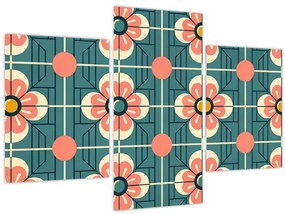Kép - Retro virágminta (90x60 cm)