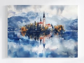 Poszter Tájkép Szlovénia Tó Hibás Sziget Templom 100x75