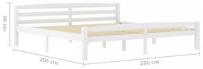 fehér tömör fenyőfa ágykeret matrac nélkül 200 x 200 cm
