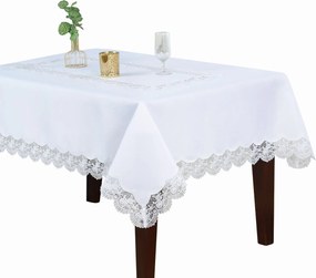 Elegáns Abrosz Gipszkarton 140x260 Fehér Dekoratív Abrosz Asztalra Csipkével