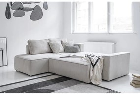 Fehér kordbársony kinyitható sarokkanapé (bal oldali) Brave Dave – Miuform