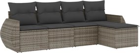 vidaXL 5 részes szürke polyrattan kerti ülőgarnitúra párnákkal