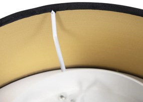 Modern mennyezeti lámpa fekete 30 cm arany belsővel - Drum