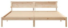 Ágykeret LED -es lámpákkal Barna 200 x 200 cm Tömör fenyőfa