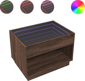 vidaXL barna tölgy végtelen hatású LED-es dohányzóasztal 70x50x50 cm