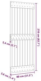 NARVIK tömör fenyőfa ajtó 80 x 210 cm