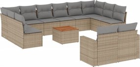 vidaXL 13 részes bézs polyrattan kerti ülőgarnitúra párnákkal