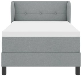 Boxspring Ágy Matrac Készlettel - Világosszürke, 90x200 cm, Szövet