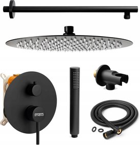 Falsík Alatti Zuhanyszett Fekete Matt Zuhanyfej Nagy Esőztetővel 30CM