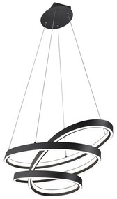 Fekete LED függőlámpa hangvezérléssel-mobil alkalmazás vezérléssel, fém búrával Ciola – CINQUE