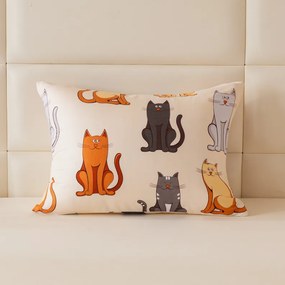 Mikroszálas párnahuzat COLORED CATS 50x70 cm, krém色
