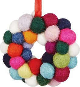 HANG ON filc karácsonyfadísz, mini koszorú Ø6 cm