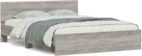 vidaXL szürke sonoma tölgy színű ágykeret fejtámlával 140 x 200 cm