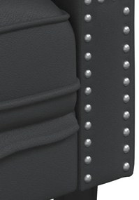 fekete műbőr Chesterfield kanapé