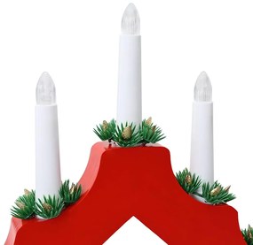 Karácsonyi gyertya híd Piros 39.5 x 5 x 29 cm Tömör fenyőfa