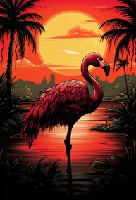 Poszter 67,5x100cm FlamingĂł a vĂz felett