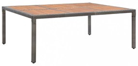 szürke polyrattan és akácfa kerti asztal 200 x 150 x 74 cm