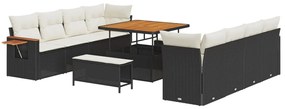 Kerti Kanapé Szett 11 pcs Fekete és krémszínű 90 x 55 x 71 cm