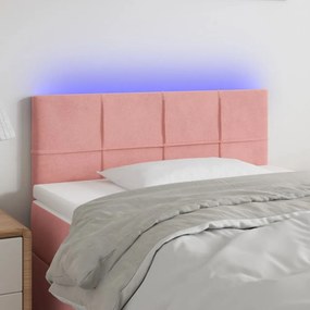 rózsaszín bársony LED-es fejtámla 90x5x78/88 cm