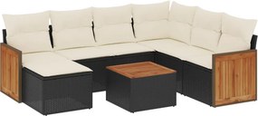 vidaXL 8 részes fekete polyrattan kerti ülőgarnitúra párnákkal