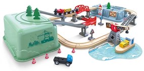 Hape Vonatpálya szett dobozban - Kikötő