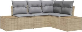 vidaXL Kerti Kanapé Szett 4 pcs Beige és Világosszürke polirattan