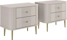 Vesper éjjeliszekrény szett 56 cm - kasmír / arany lábak