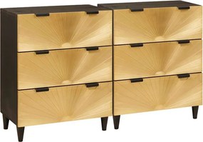 vidaXL Széf 2 pcs Fekete és Arany 60 x 33 x 75 cm Tömör Mangófát