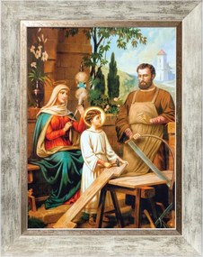 Szent Család Munka Közben Vallásos Kép Fehér Díszkeretben 30X40