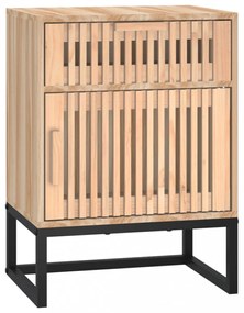 2 db szerelt fa és vas éjjeliszekrény 40x30x55,5 cm