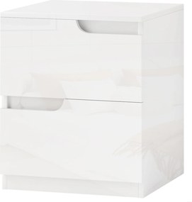 HOMCOM Éjjeli Szekrény 2 Fiókkal, Oldalsó Asztal a Nappaliba és Hálószobába, 40 x 40 x 48 cm, Fényes Fehér | Aosom