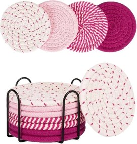 Poháralátétek Pamut Poháralátét Szett 8 db-os Állvánnyal