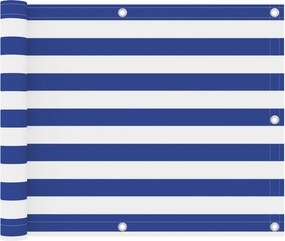 vidaXL fehér-kék oxford-szövet erkélyparaván 75 x 300 cm