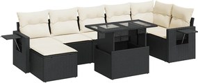 vidaXL 8 részes fekete polyrattan kerti ülőgarnitúra párnákkal