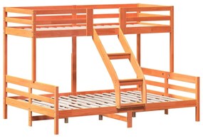 viaszbarna tömör fenyőfa emeletes ágy 90 x 200/140 x 200 cm