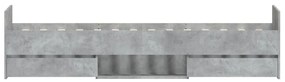 betonszürke ágykeret fej- és lábtámlával 90 x 200 cm