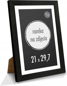 Képkeret 21x29,7 cm A4, tartóval, fekete