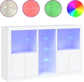 vidaXL fehér tálalószekrény LED-világítással 162 x 37 x 100 cm