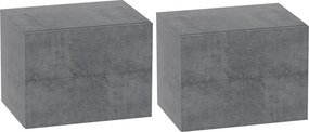HOMCOM 2 db Fali Éjjeliszekrény 2 Fiókkal, Hálószobai Éjjeliszekrények, Helytakarékos Oldaltáblák Nappaliba, 40x29x30 cm, Szürke Csempe | Aosom