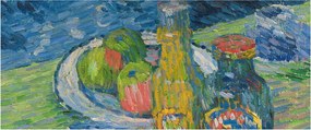 Kép - Alexej von Jawlensky, Still Life with Bottles and Fruit, reprodukciók (120x50 cm)
